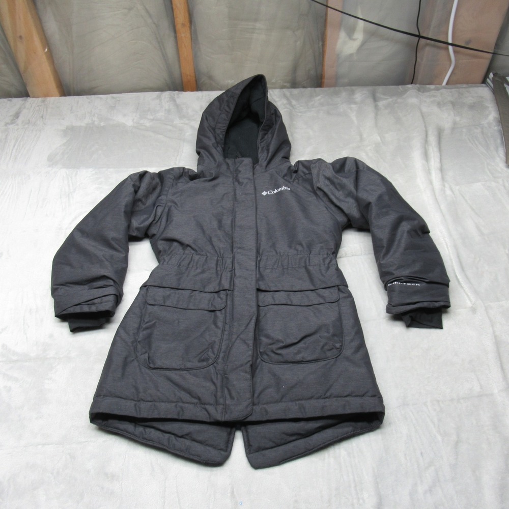 Columbia‎ Nordic Strider Jacket Girl Small Black Insulated Hood Waterproof Parka